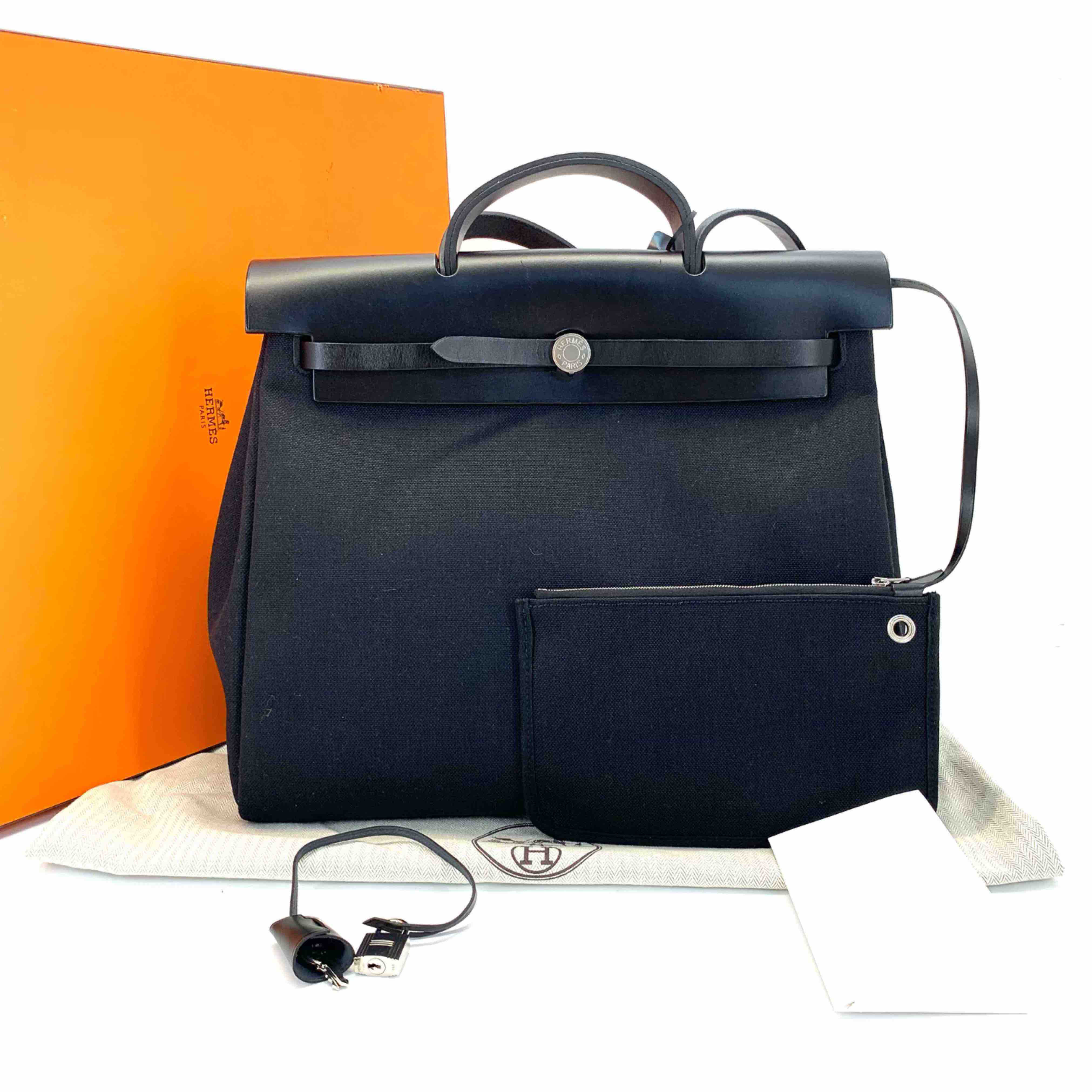 99新 Hermes/爱马仕 黑色herbag39 手提斜挎包 尺寸39/28销量款