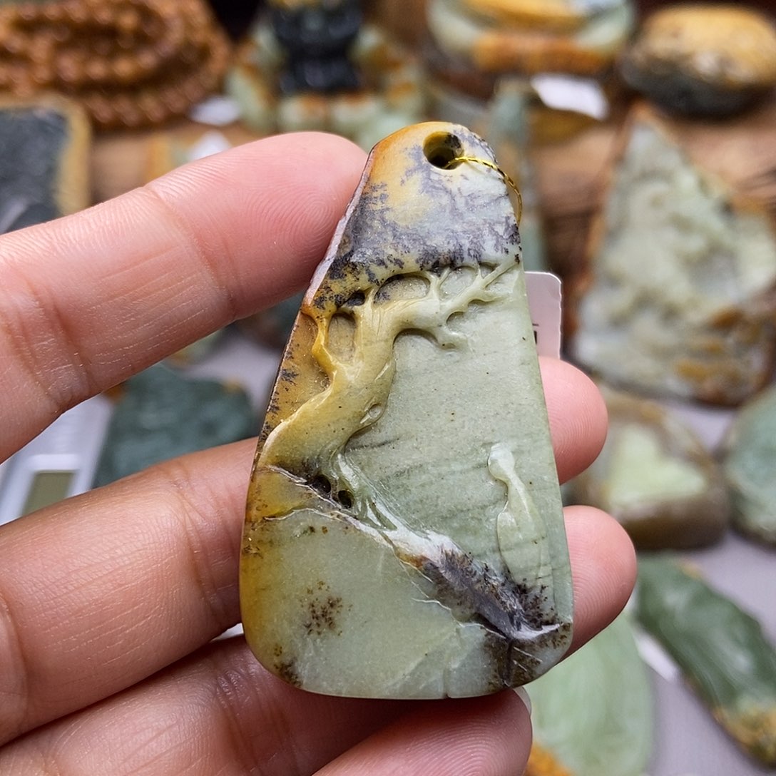 岫岩河磨玉（透闪石质玉）手把未镶嵌