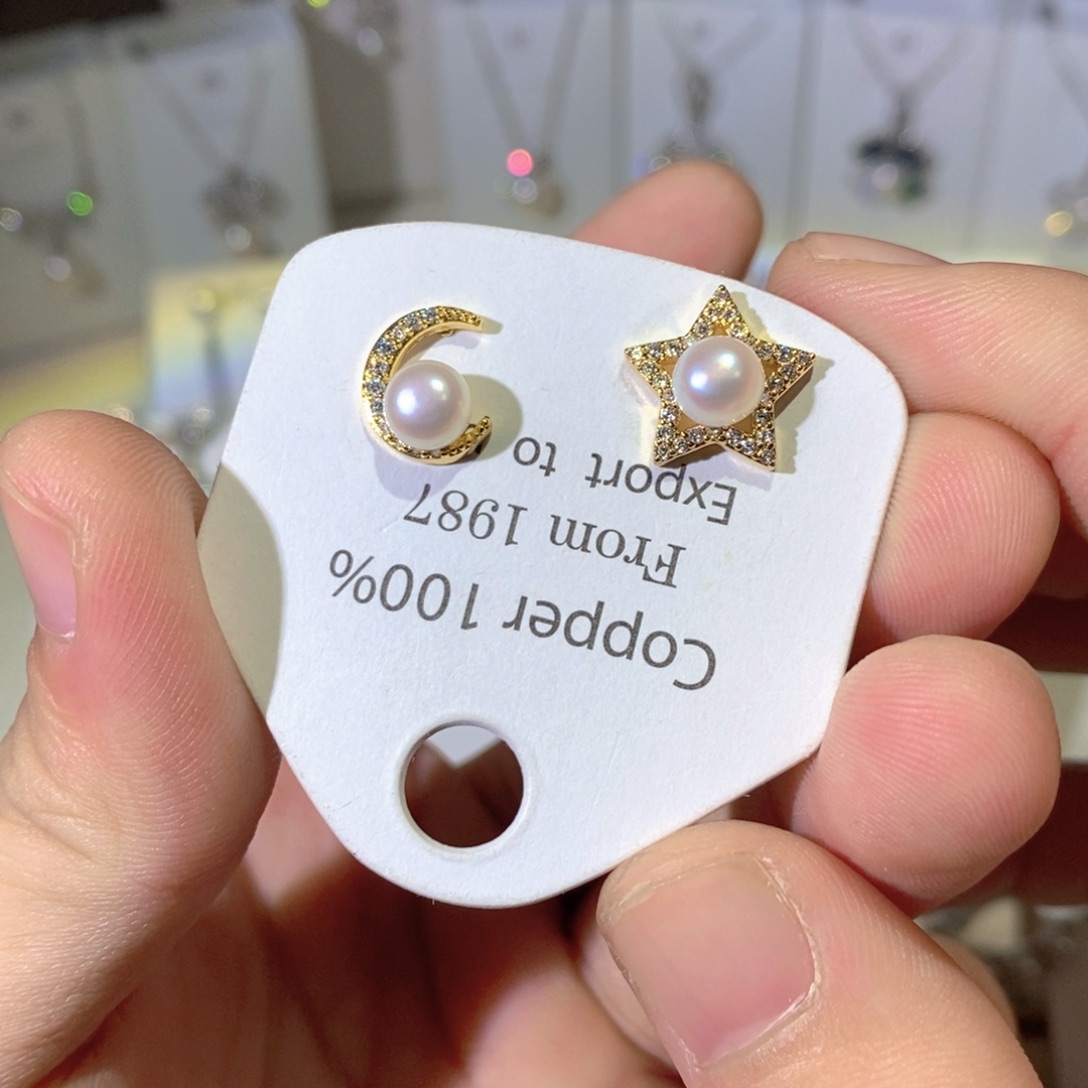 银S925镶嵌耳坠淡水珍珠