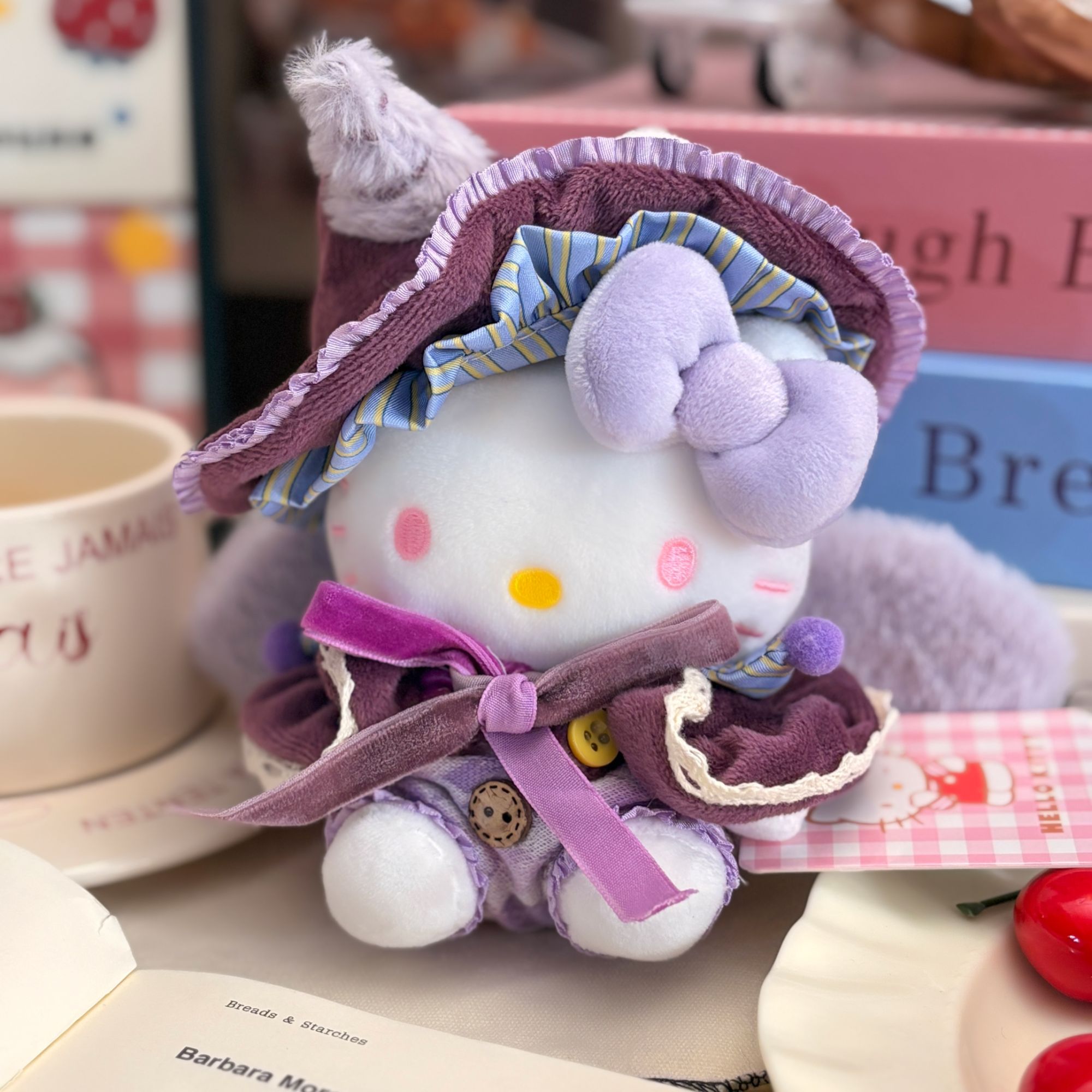 正版三丽鸥Hellokitty紫色独角兽包包挂件可爱毛绒公仔玩偶挂饰