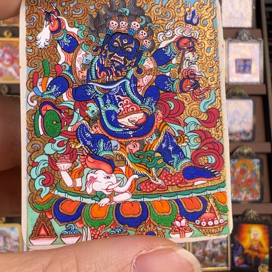 @***梦吊坠大黑天唐卡绘画作品