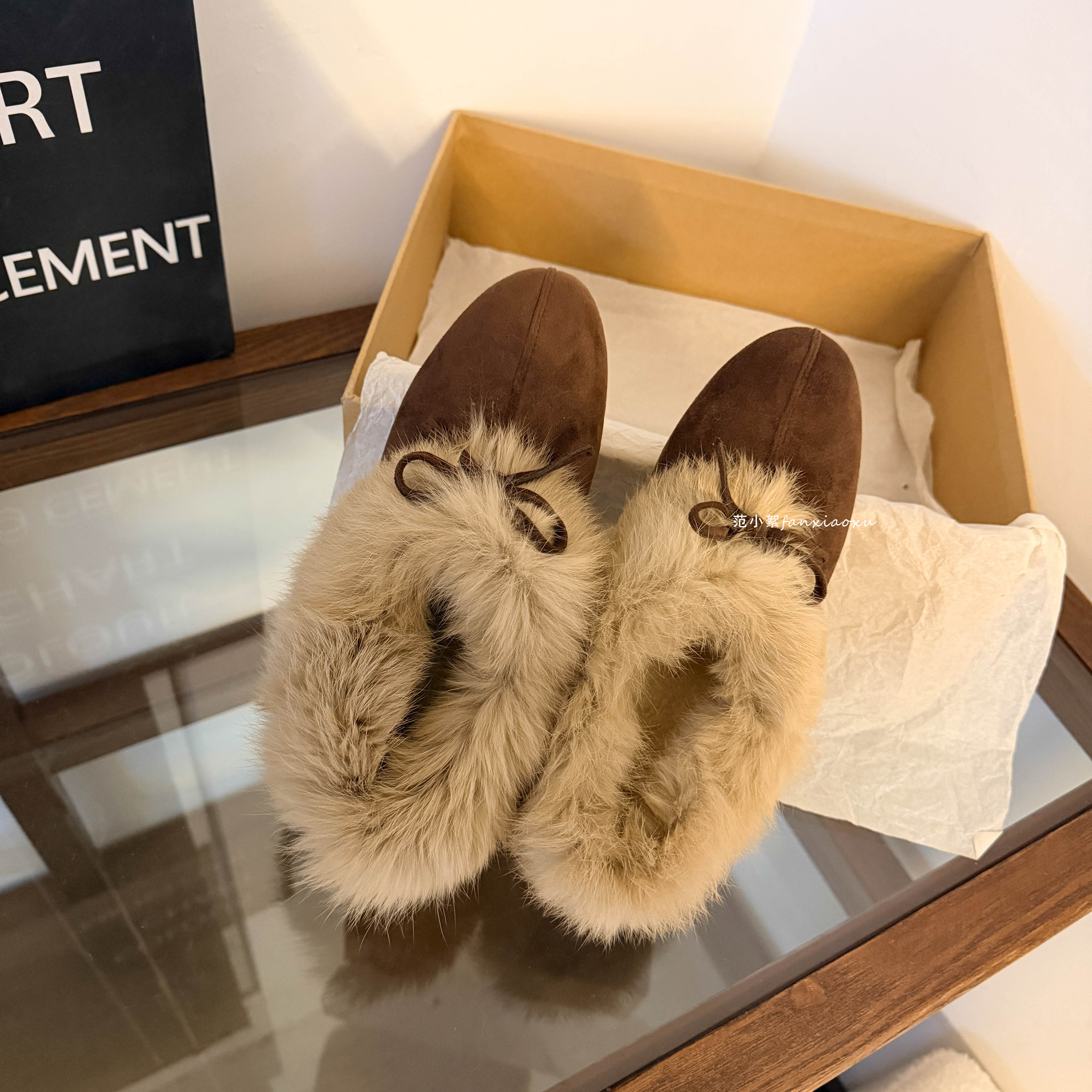 绒绒奶兔毛鞋女2025冬季新款复古懒人一脚蹬深口单鞋保暖加绒棉鞋