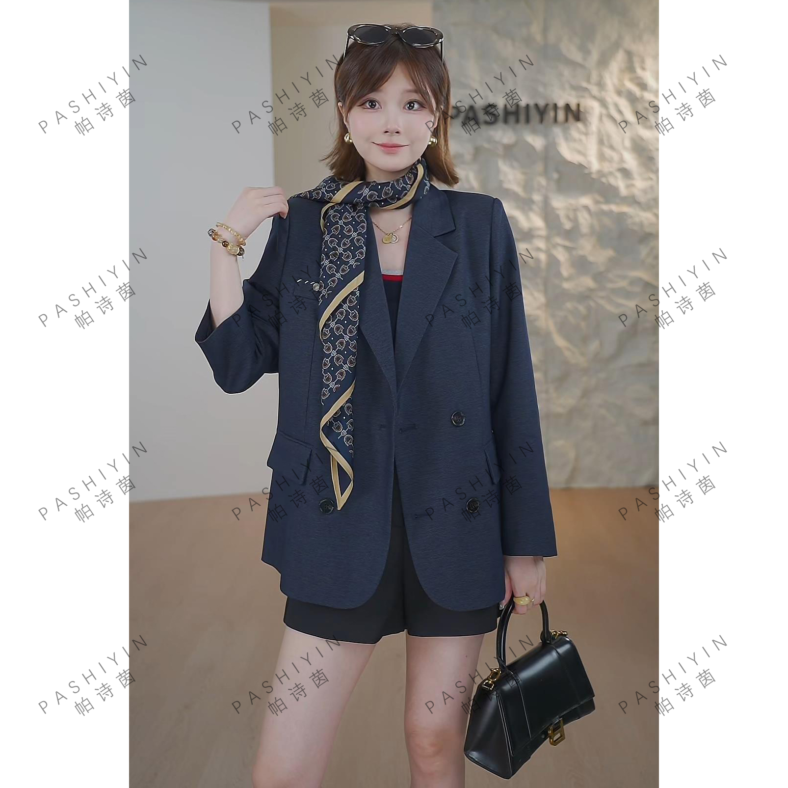 PASHIYIN/帕诗茵2025秋季时尚气质小个子宽松西服外套女#25607