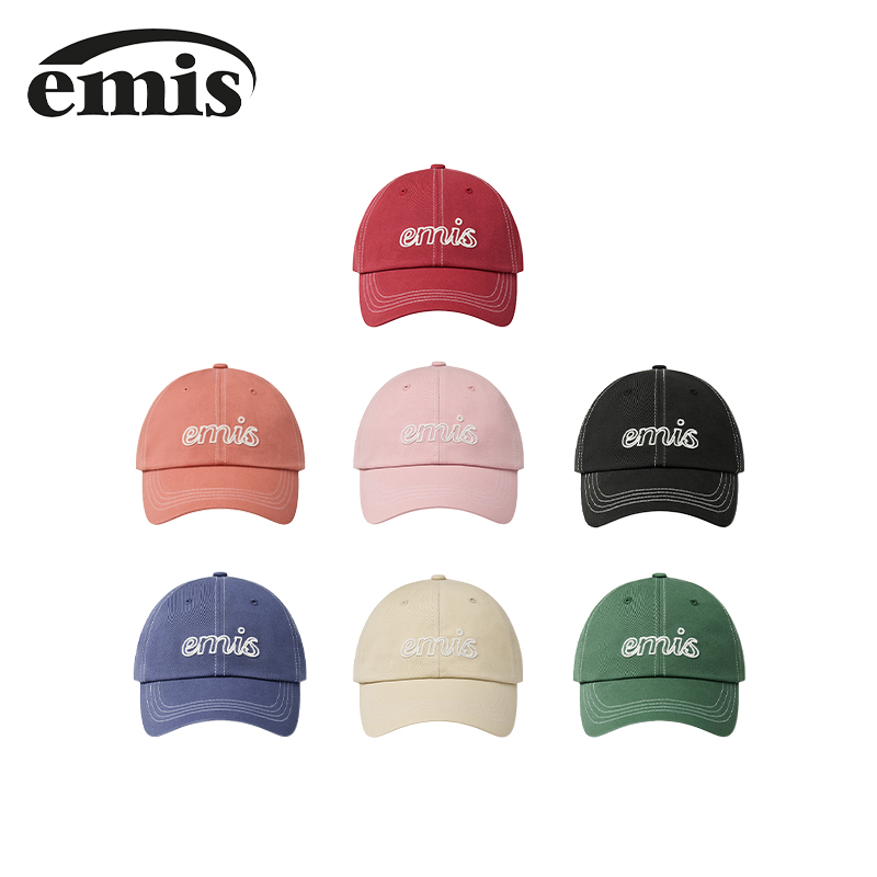 emis帽子女手写体镂空白标棒球帽鸭舌帽软顶大帽围可调节【emis】