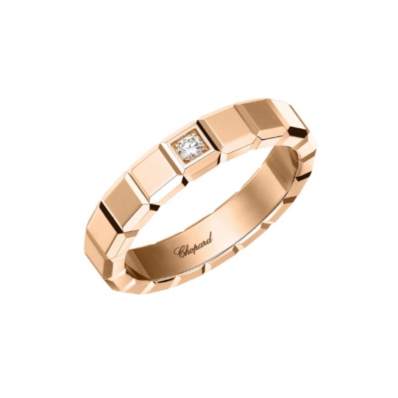 99新 Chopard/萧邦  ice cube 萧邦 18k金  单钻  宽版   戒指