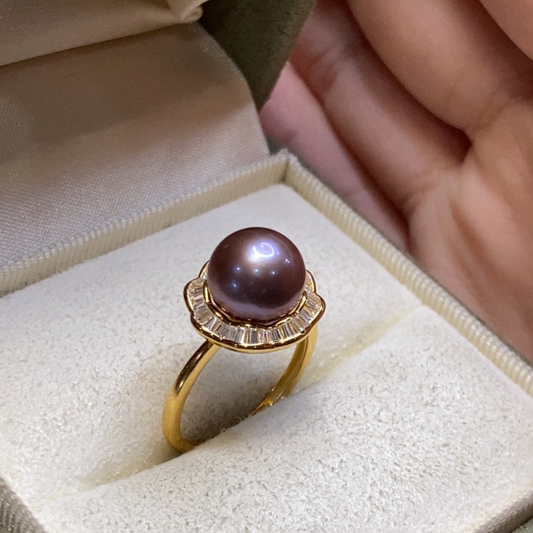 淡水珍珠戒指银S925镀金镶嵌