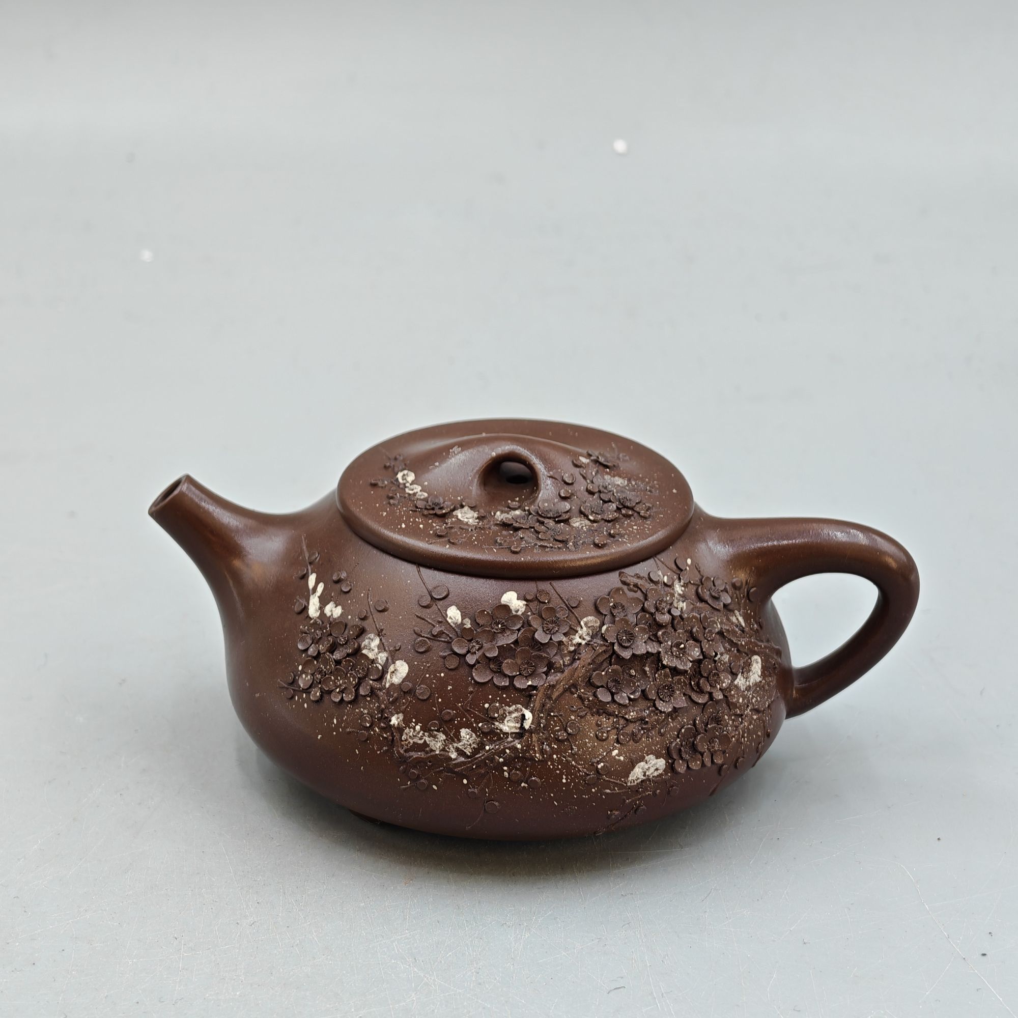 顾洪方- 梅影石瓢（顾景舟 谈泉海）景舟手磨紫泥 300cc 紫砂茶壶