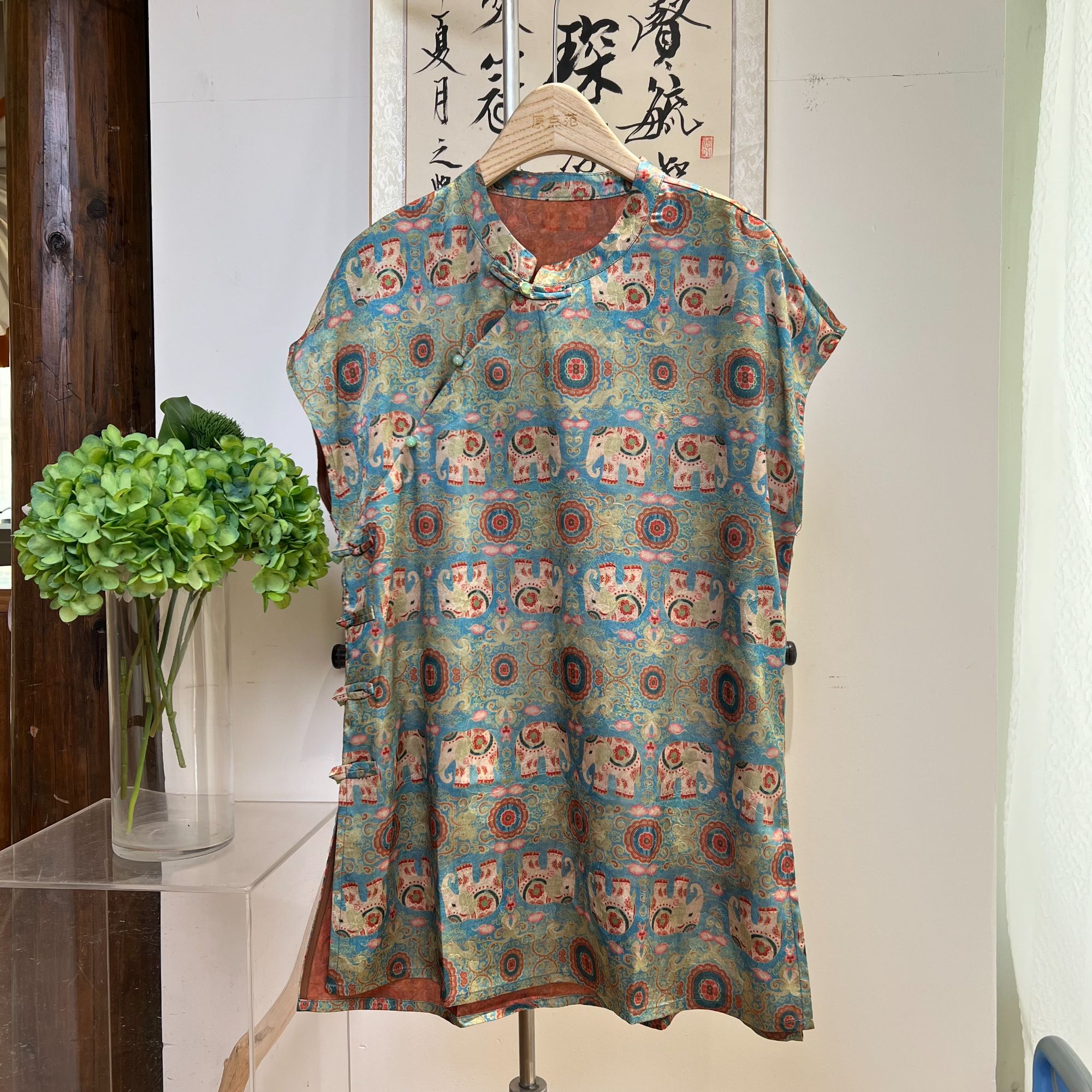 斜襟立领女装唐装提花新中式气质花色夏季女中式B064