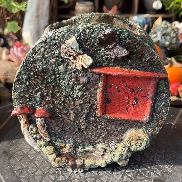 粗陶手工高温花盆