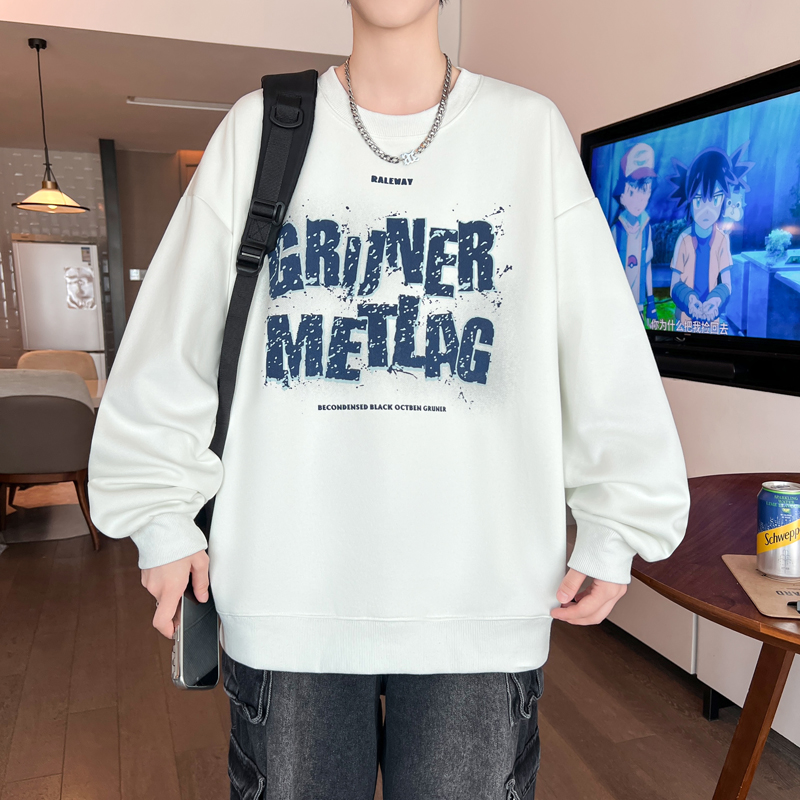 春秋季青少年圆领卫衣男孩初高中学生长袖t恤大童男装打底衫上衣