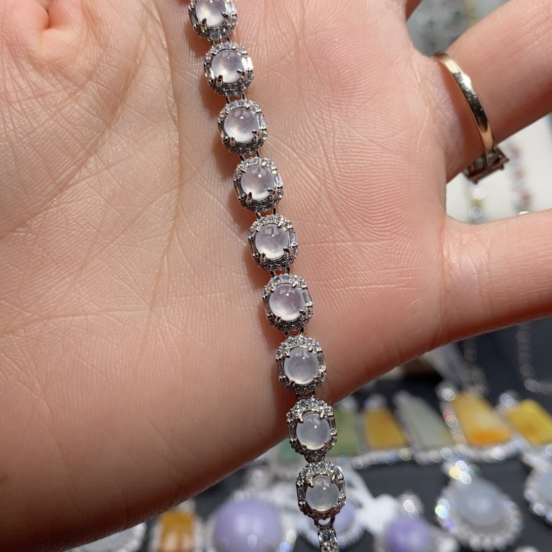 翡翠手链银S925镶嵌?*c c c