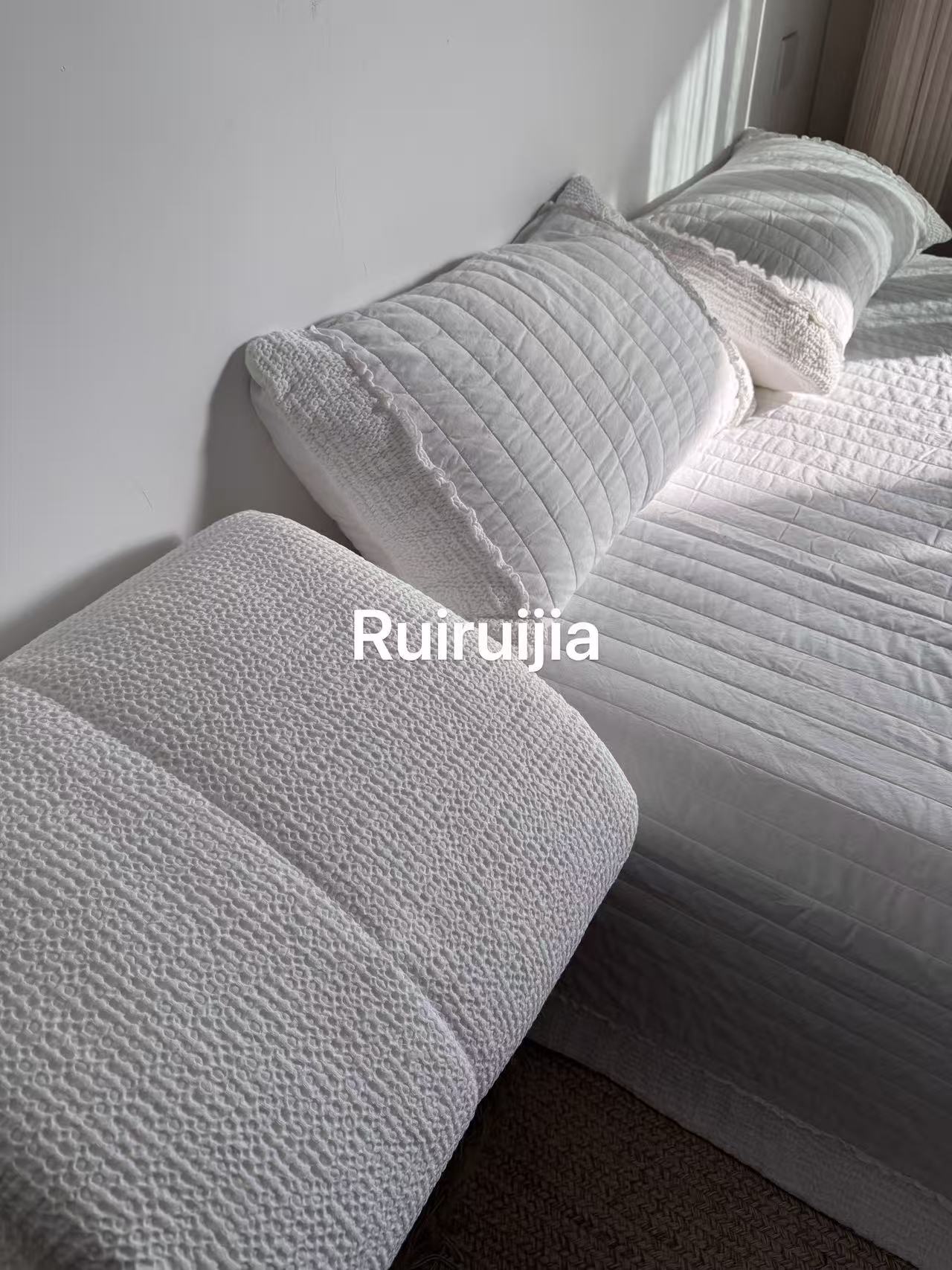 韩国专柜同步砂洗华夫格床盖三件套（宽250cm×230cm）不可局部洗涤