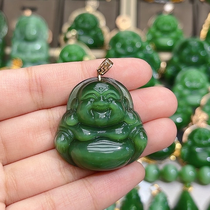 和田玉（碧玉）18K金镶嵌颈饰