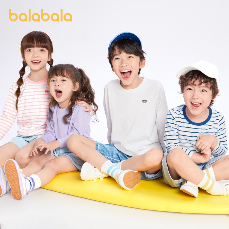 【纯棉T恤】巴拉巴拉童装儿童条纹薄款打底内衣春秋新款长袖t恤亲子