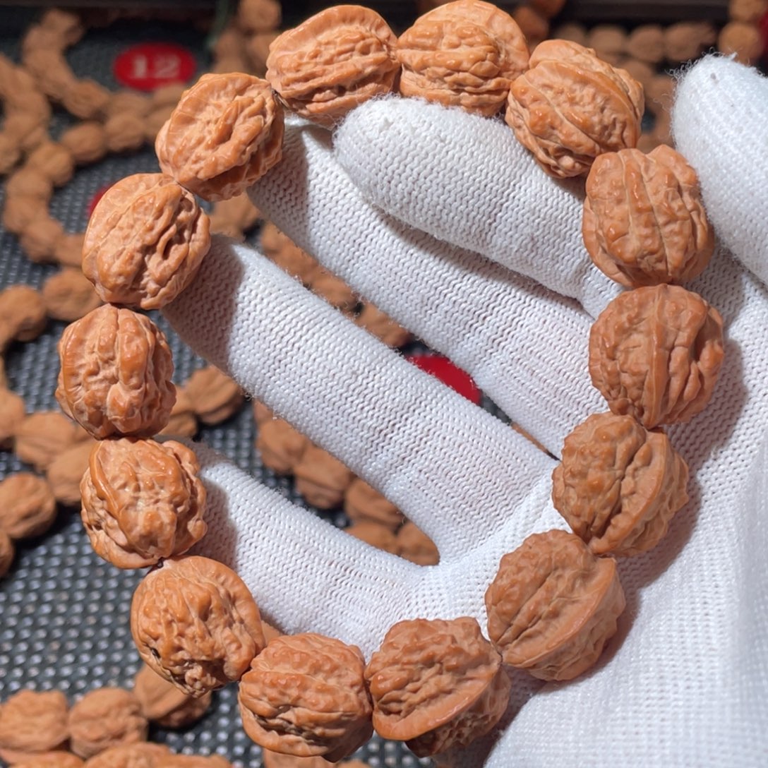 文***文玩核桃手串嵩山蛤蟆头原皮疙瘩纹