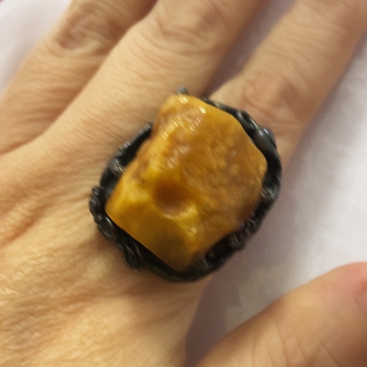 保***姐蜜蜡银S925镶嵌戒指蜜蜡