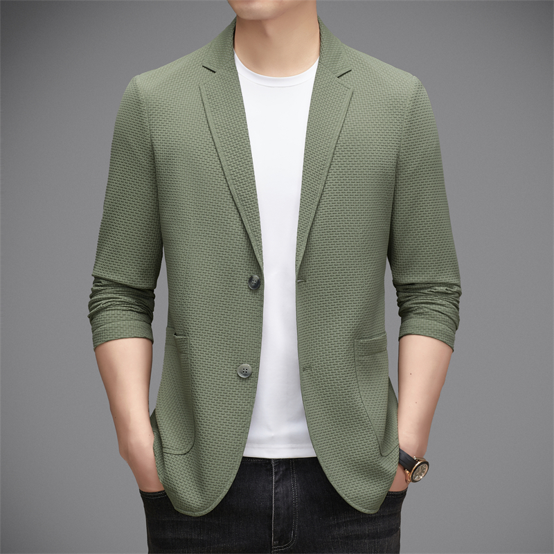 【专柜同款】休闲西服男士薄款空气层轻奢单西无痕免烫垂感外套男