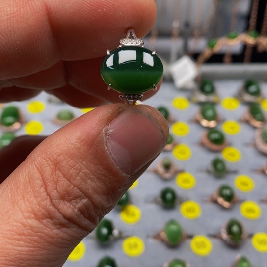 和田玉（碧玉）戒指银S925镶嵌