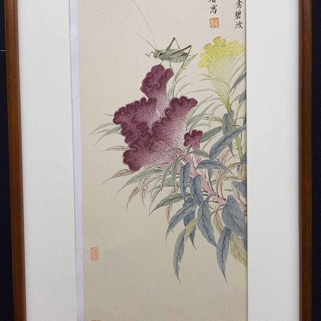 国画鸡****市手绘国画，精品草虫，画心