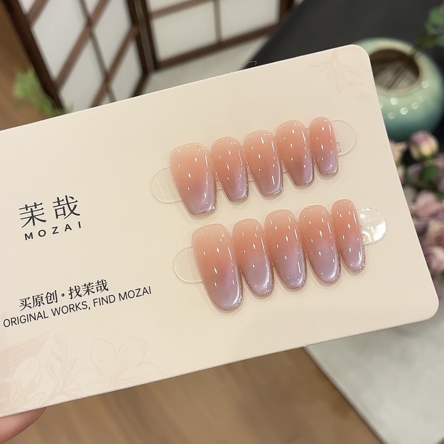 茉哉【紫月光】纯手工定制美甲拆卸穿戴甲P0019 S