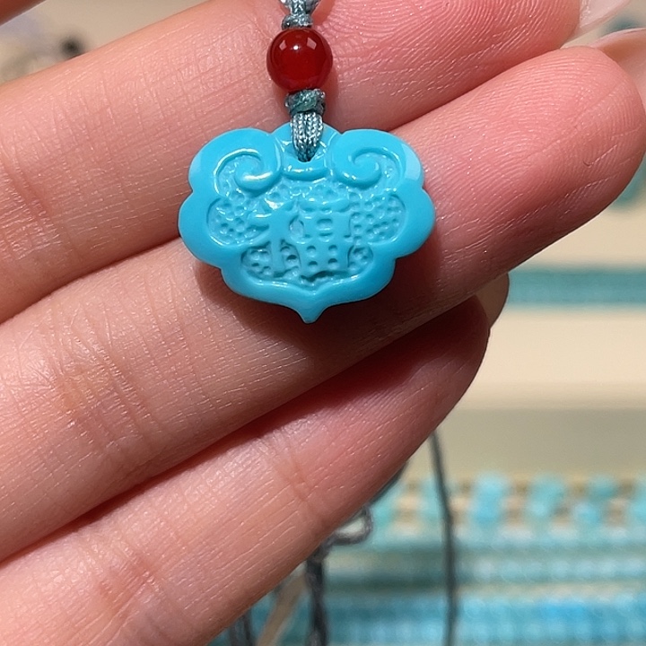 绿松石未镶嵌平安锁