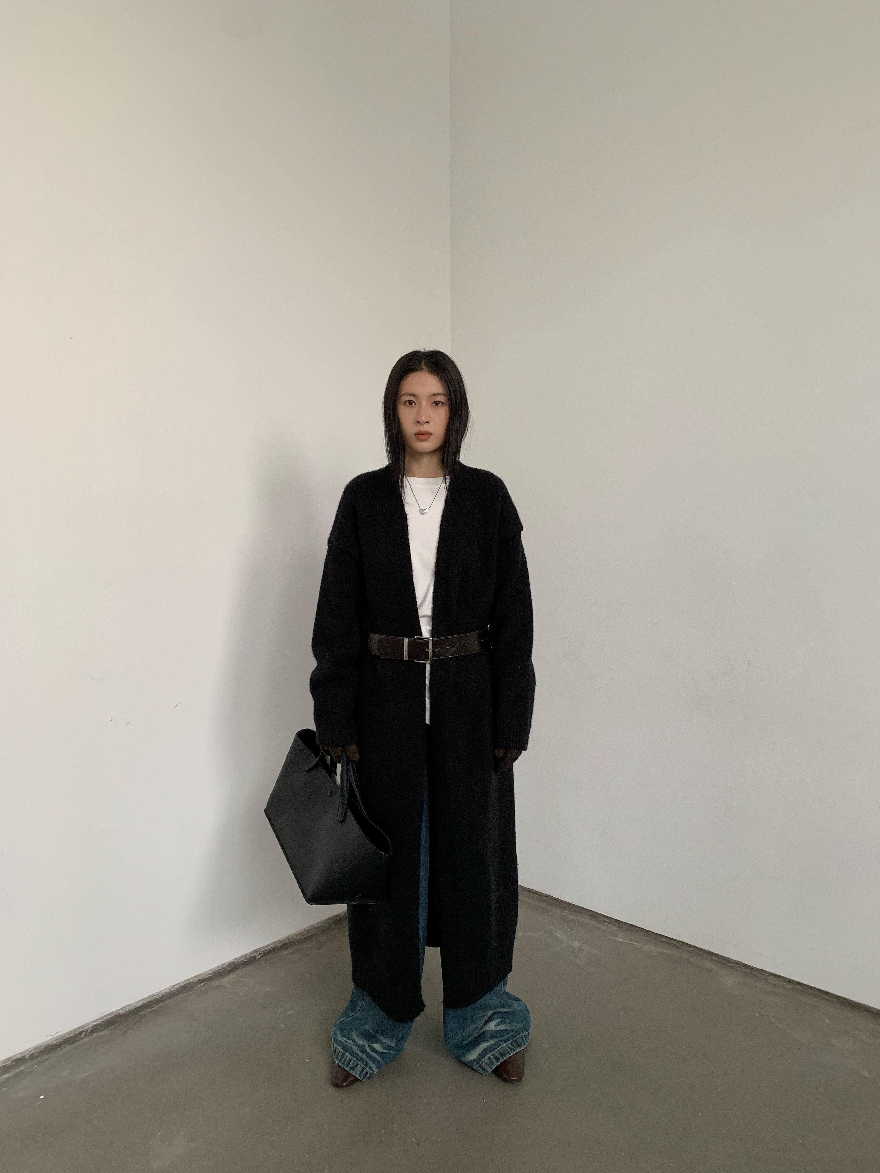 【早冬一波】韩系欧尼慵懒感显瘦宽松中长款毛衣外套 5M916