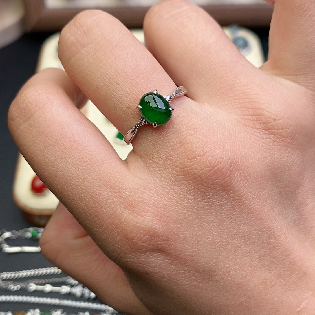 翡翠银S925镶嵌戒指