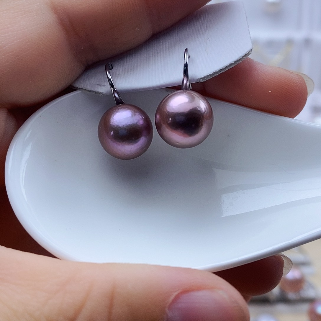 银S925镶嵌淡水珍珠耳饰