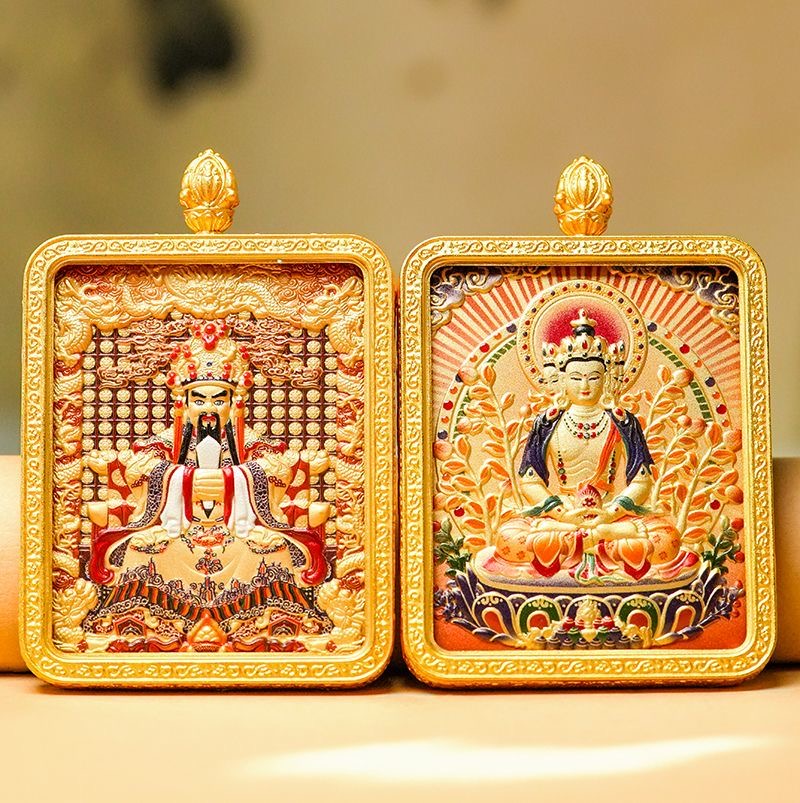 唐卡五爷款式吊坠挂件黄铜壳子