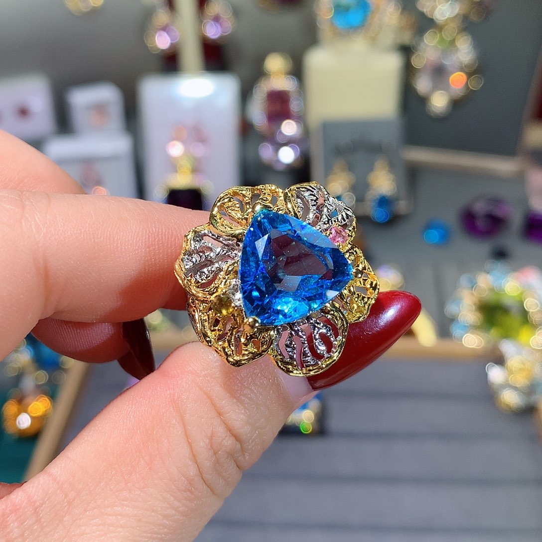 托帕石戒指银S925镶嵌瑛**爽戒指