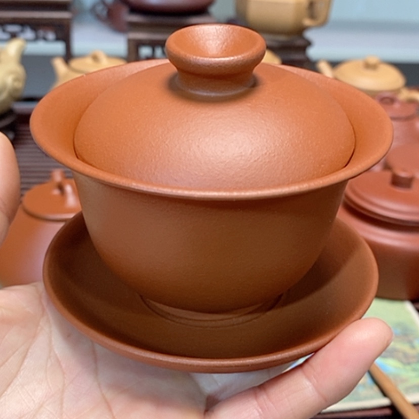 【闪购商品】紫砂茶壶朱泥半手工盖碗