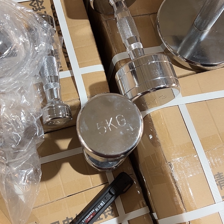 全新电镀纯钢小哑铃5公斤一对