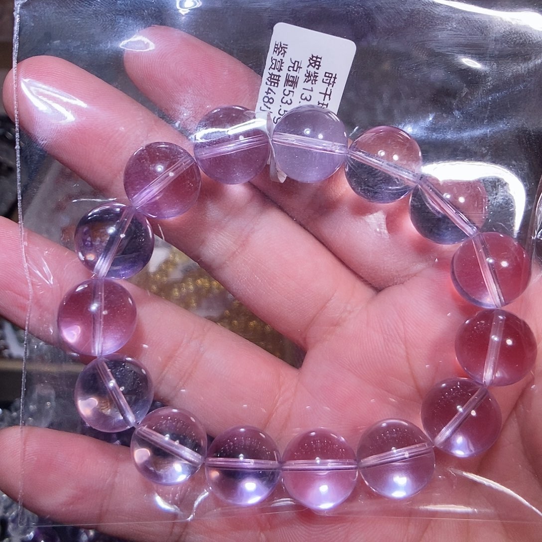 水晶未镶嵌手链玻紫13.5mm