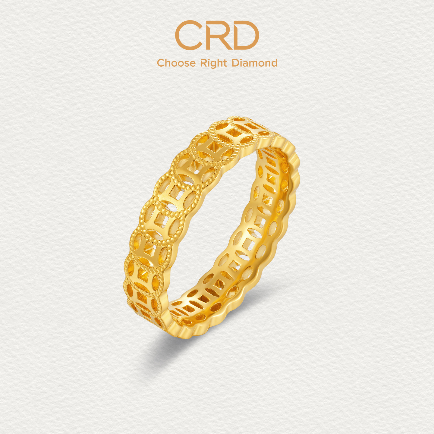 CRD克徕帝钱多多足金戒指钱币5G硬金足金999戒环送礼推荐