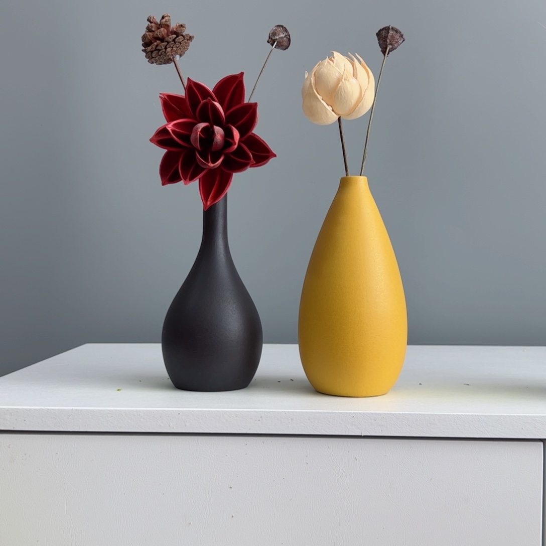 摆件陶瓷小花瓶摆件含花总高约20-30cm