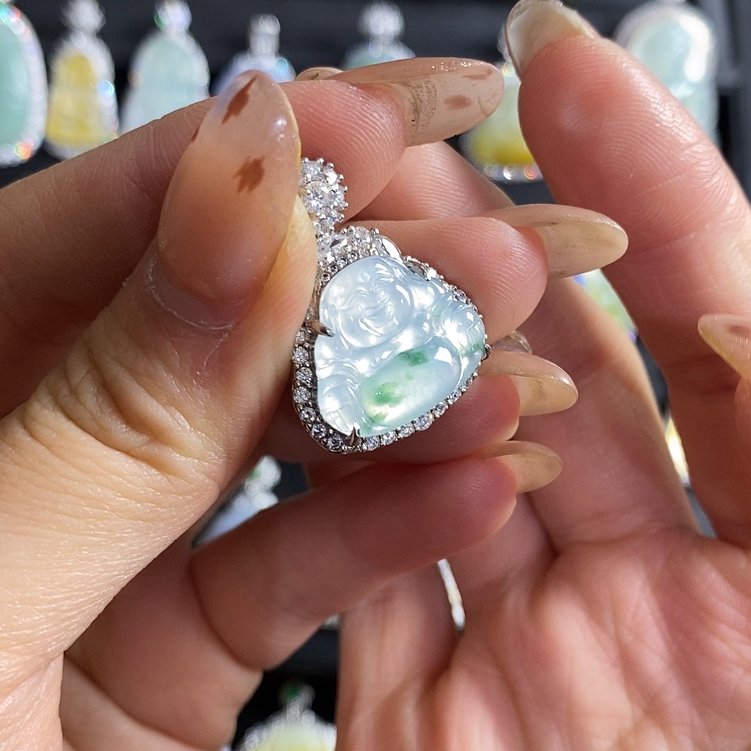 翡翠银S925镶嵌颈饰天然翡翠