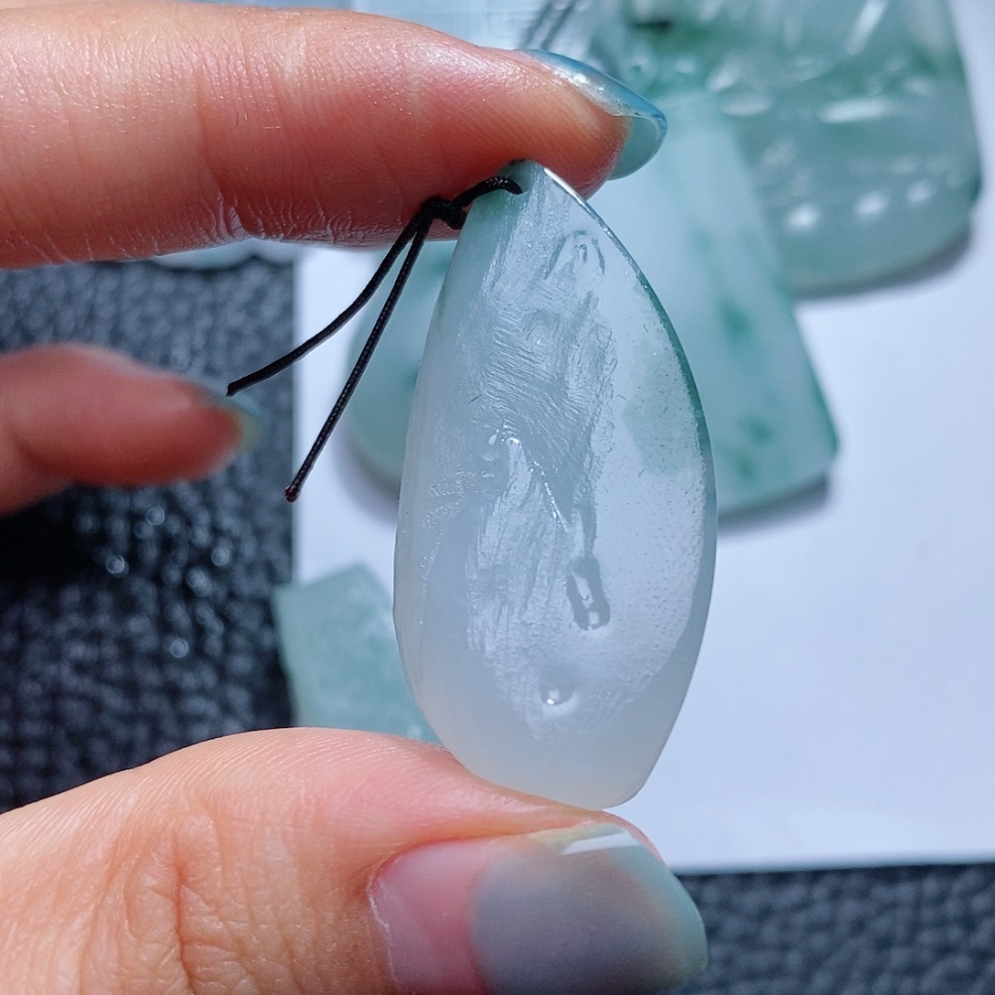 定制翡翠未镶嵌毛货付款后确认抛光