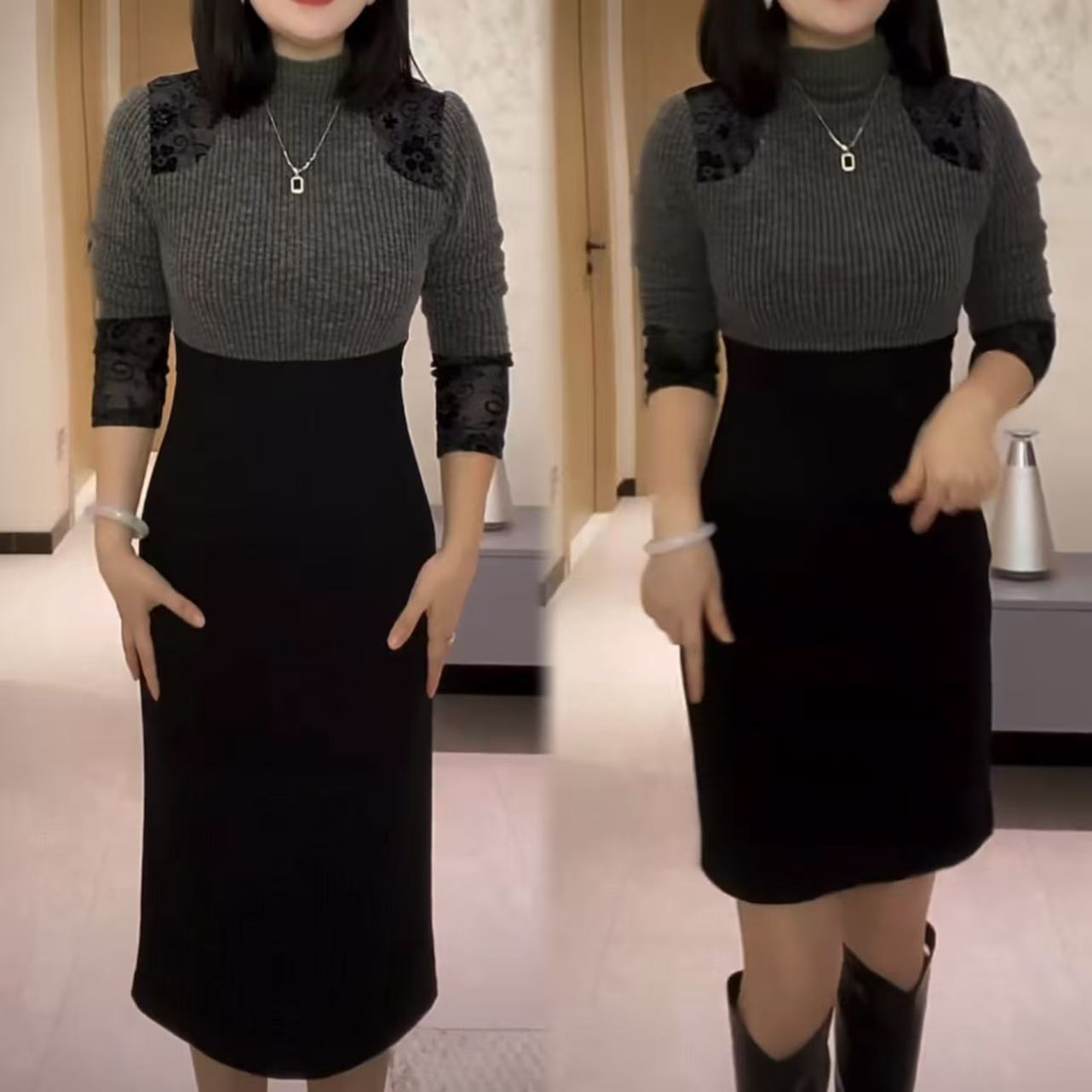 气质显瘦女人味百搭通勤时尚连衣裙YF25445