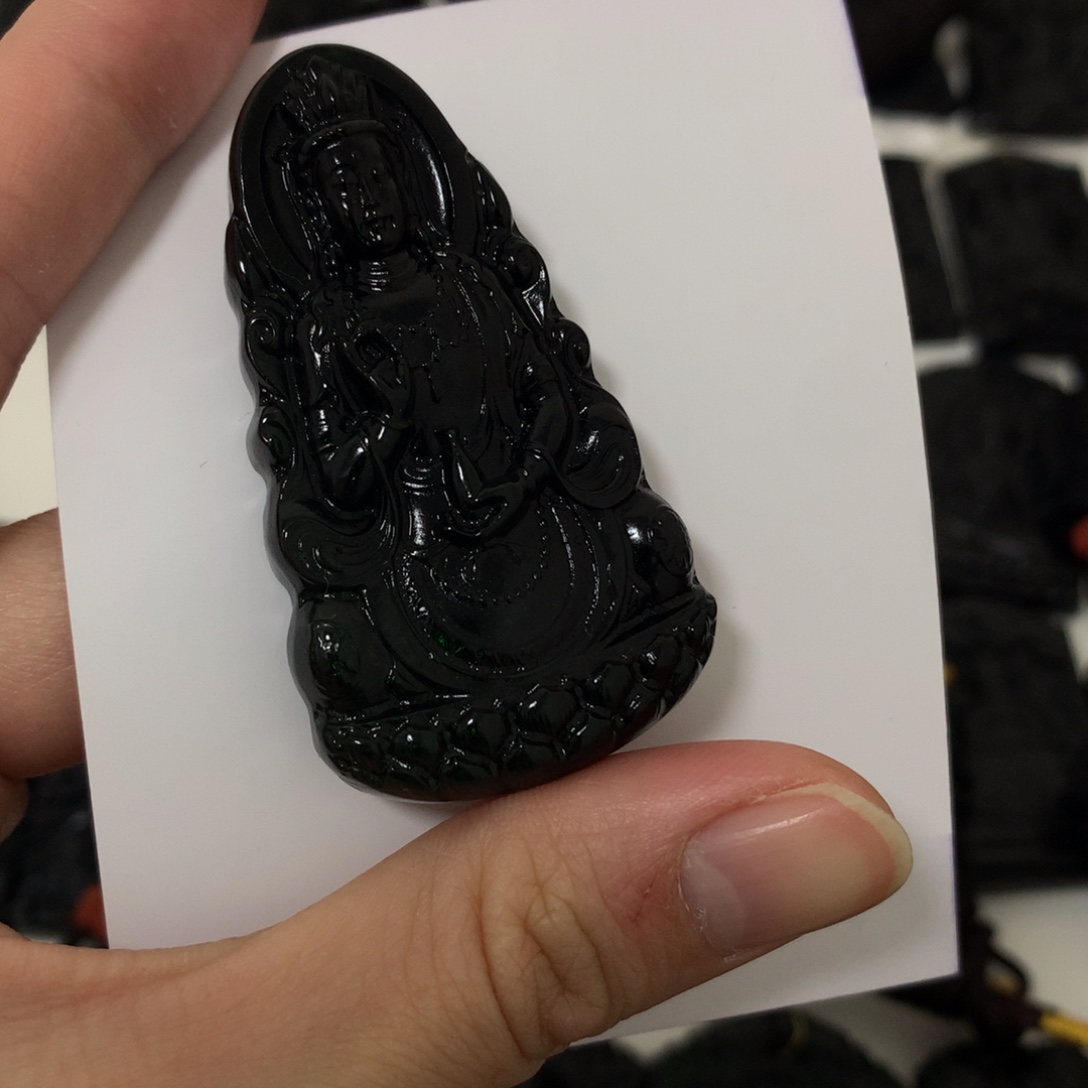 天然缅甸a货钢琴黑挂件