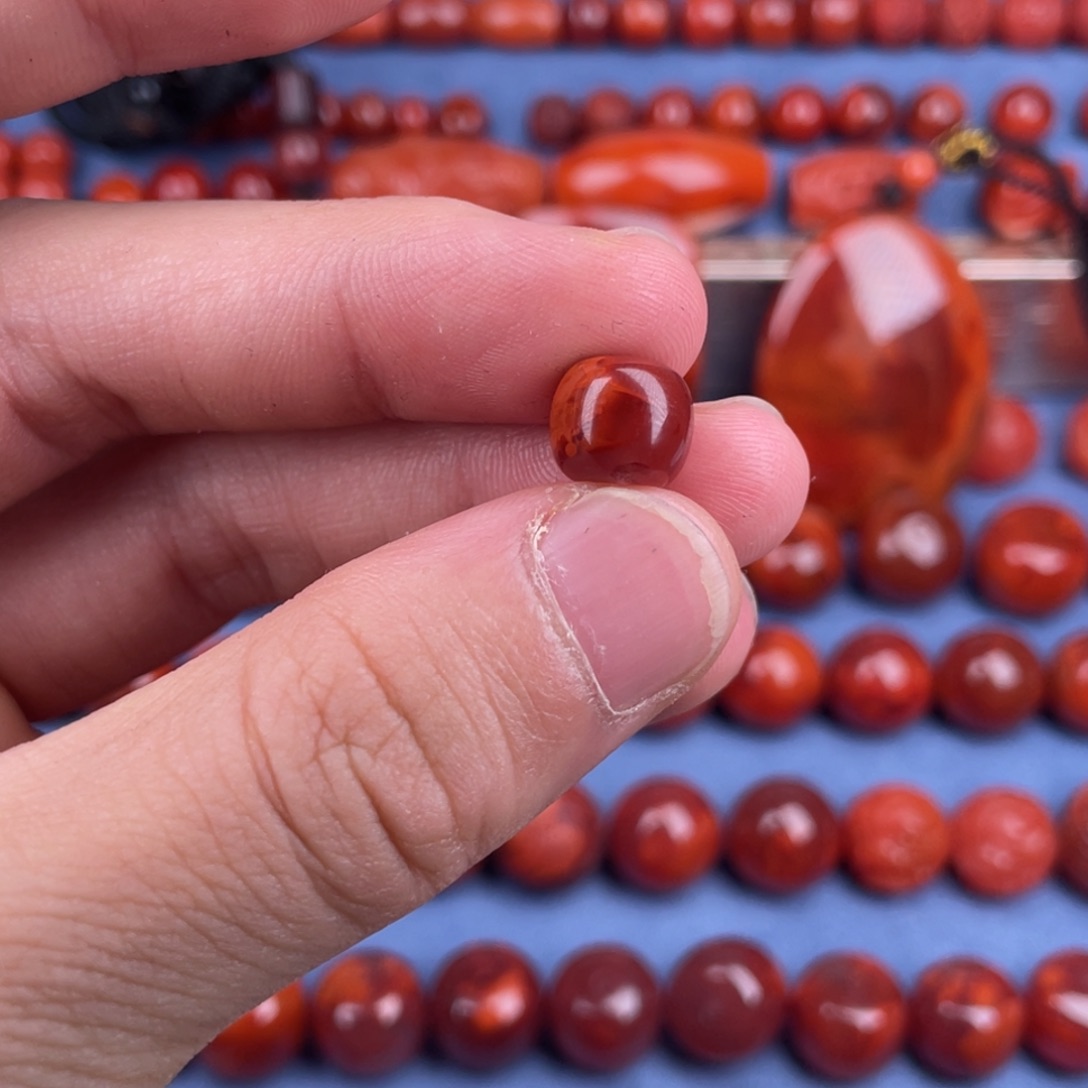 很***坏南红玛瑙未镶嵌其他9mm瓦西玫红火焰纹单珠