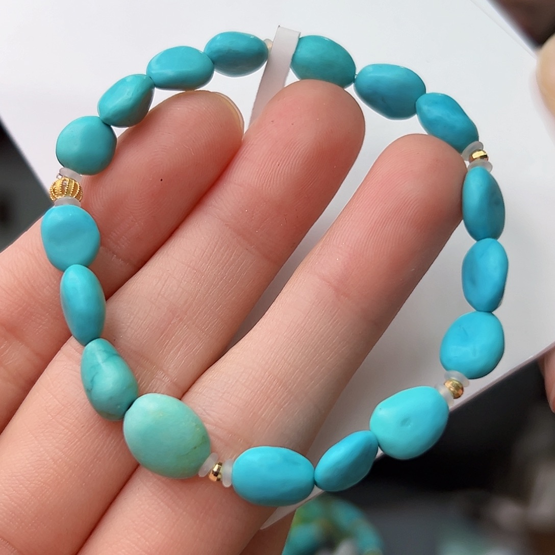 绿松石珠宝奇石18K金镶嵌