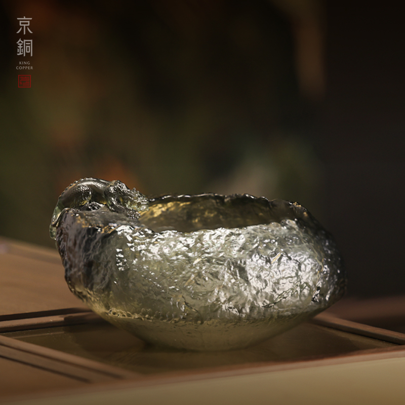 京铜吸水兽藏风聚宝琉璃缸高档茶道建水茶洗茶渣缸烟灰缸水盂笔洗