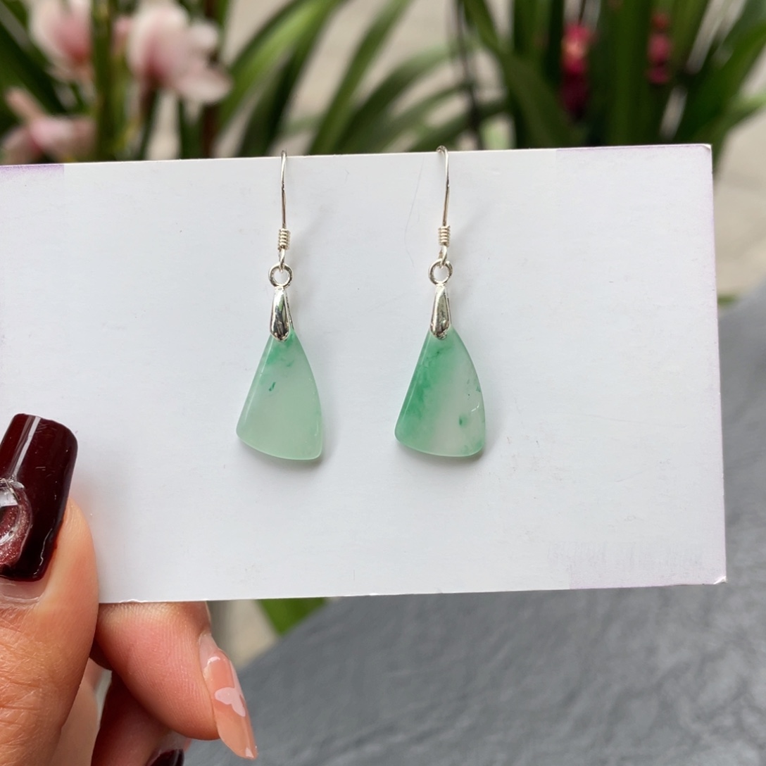 石英质玉耳坠银S925镶嵌