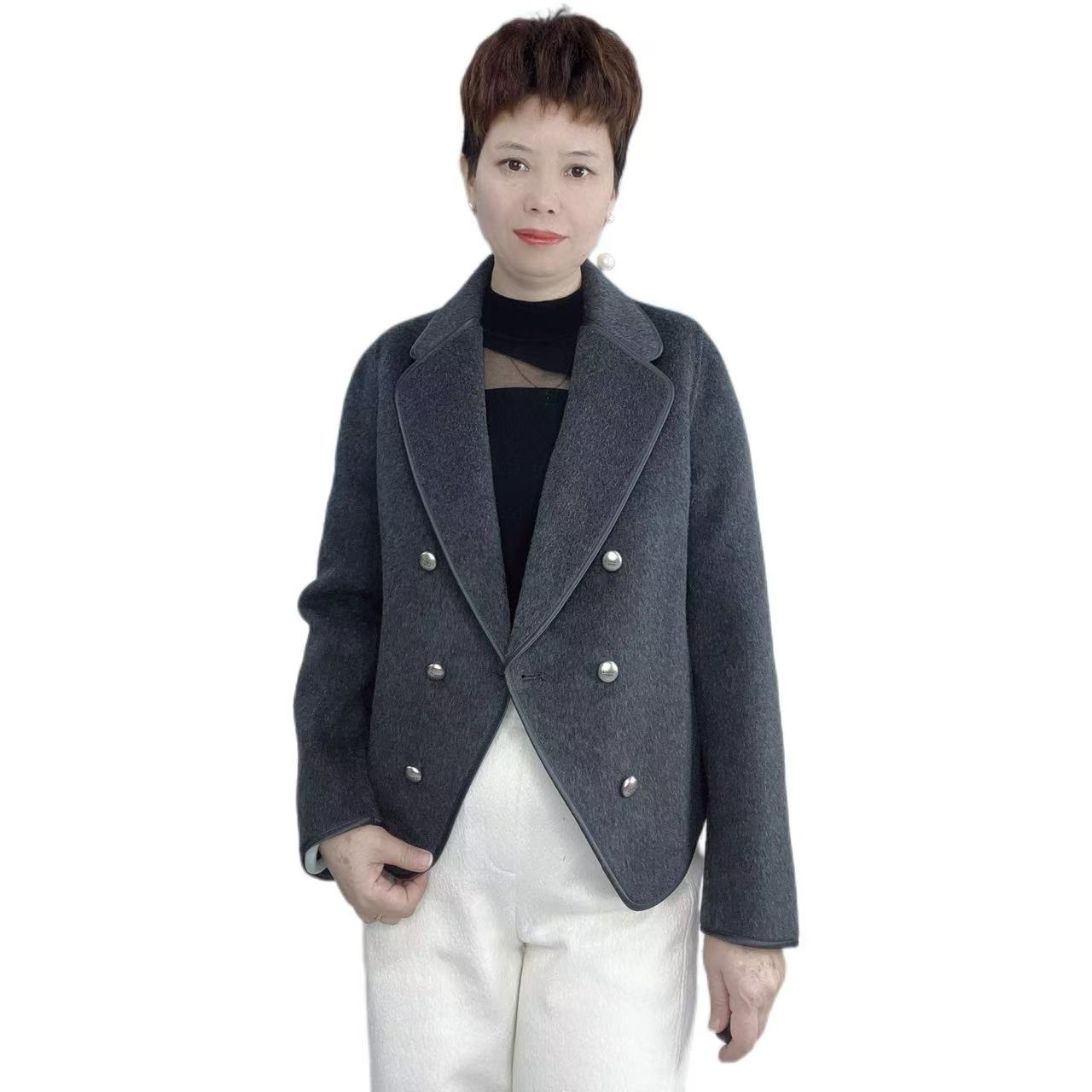 冬季时尚气质短款百搭双面呢子短外套