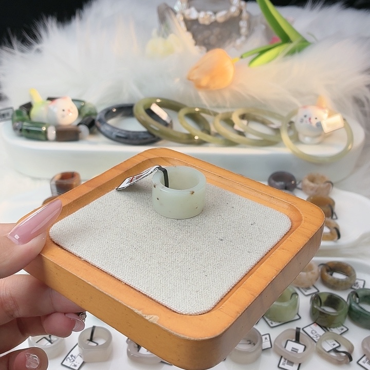 和田玉（糖玉）未镶嵌戒指t27桂花糖直切直径19.3不退换