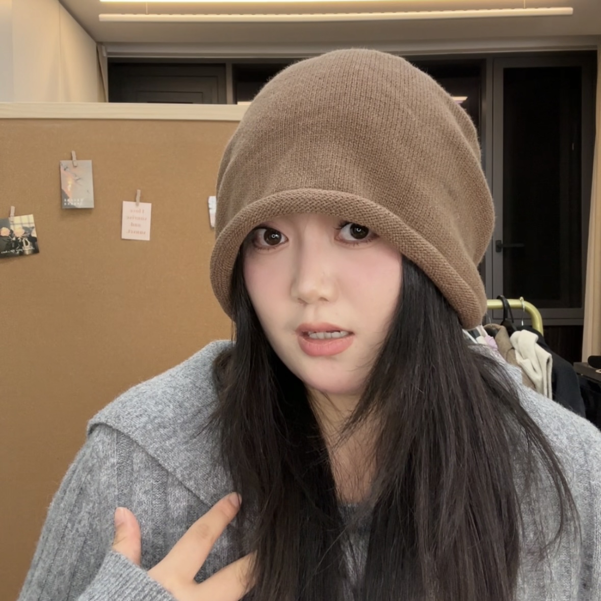 超大头围58-65cm堆堆帽冷帽女简约百搭韩系显脸小针织帽