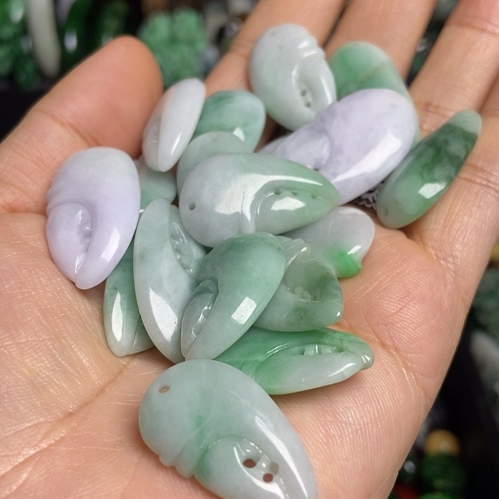 翡翠挂件未镶嵌蟹钳八方来财