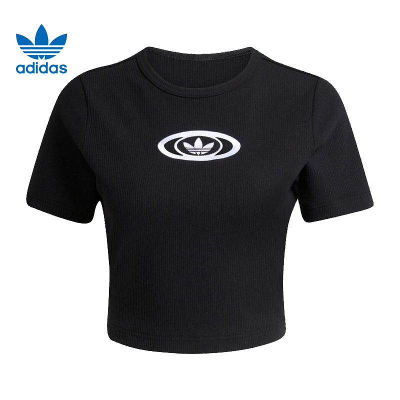 adidas Originals阿迪三叶草女子针织无领短T恤KC8804