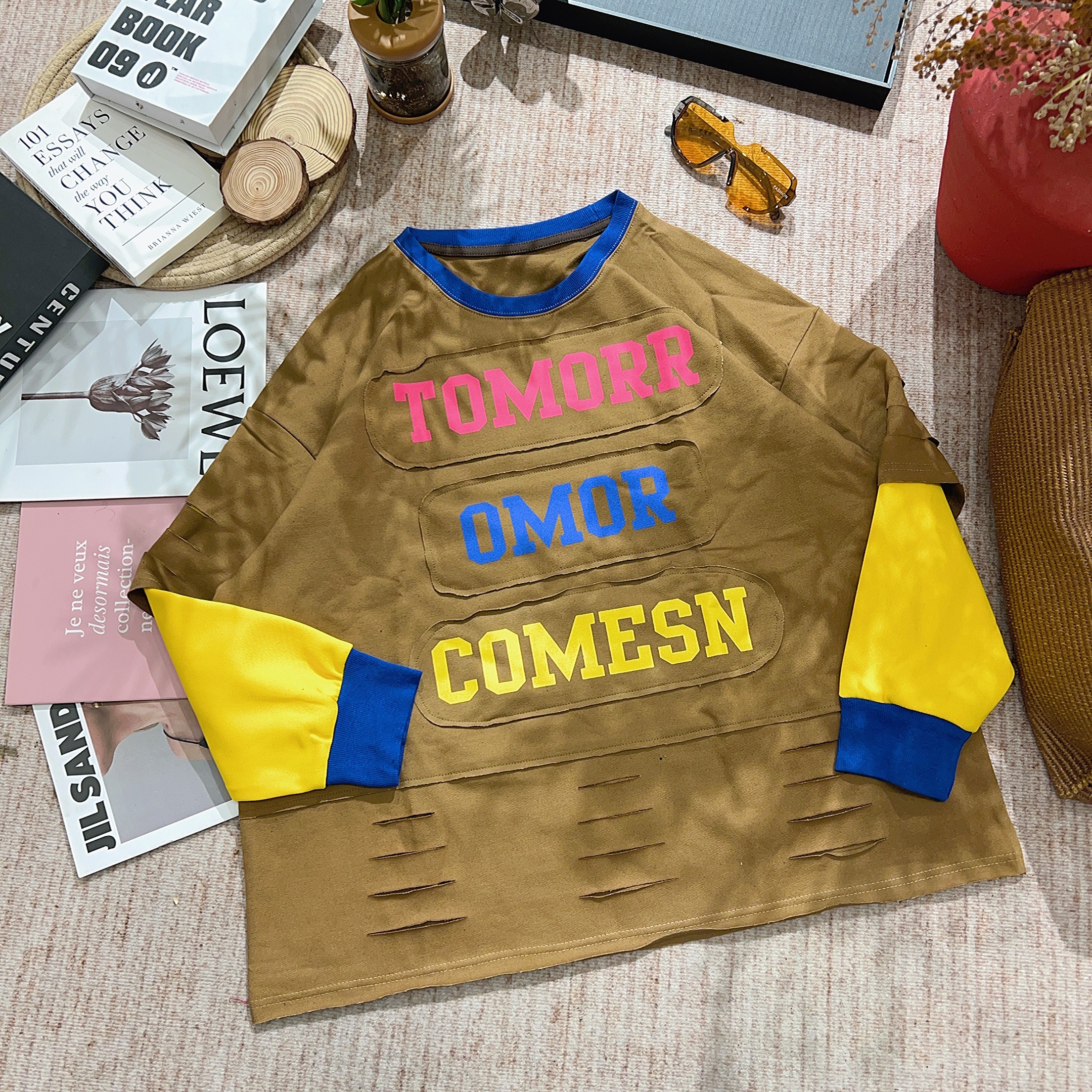 2025秋季新款宽松百搭字母印花长袖T恤1791