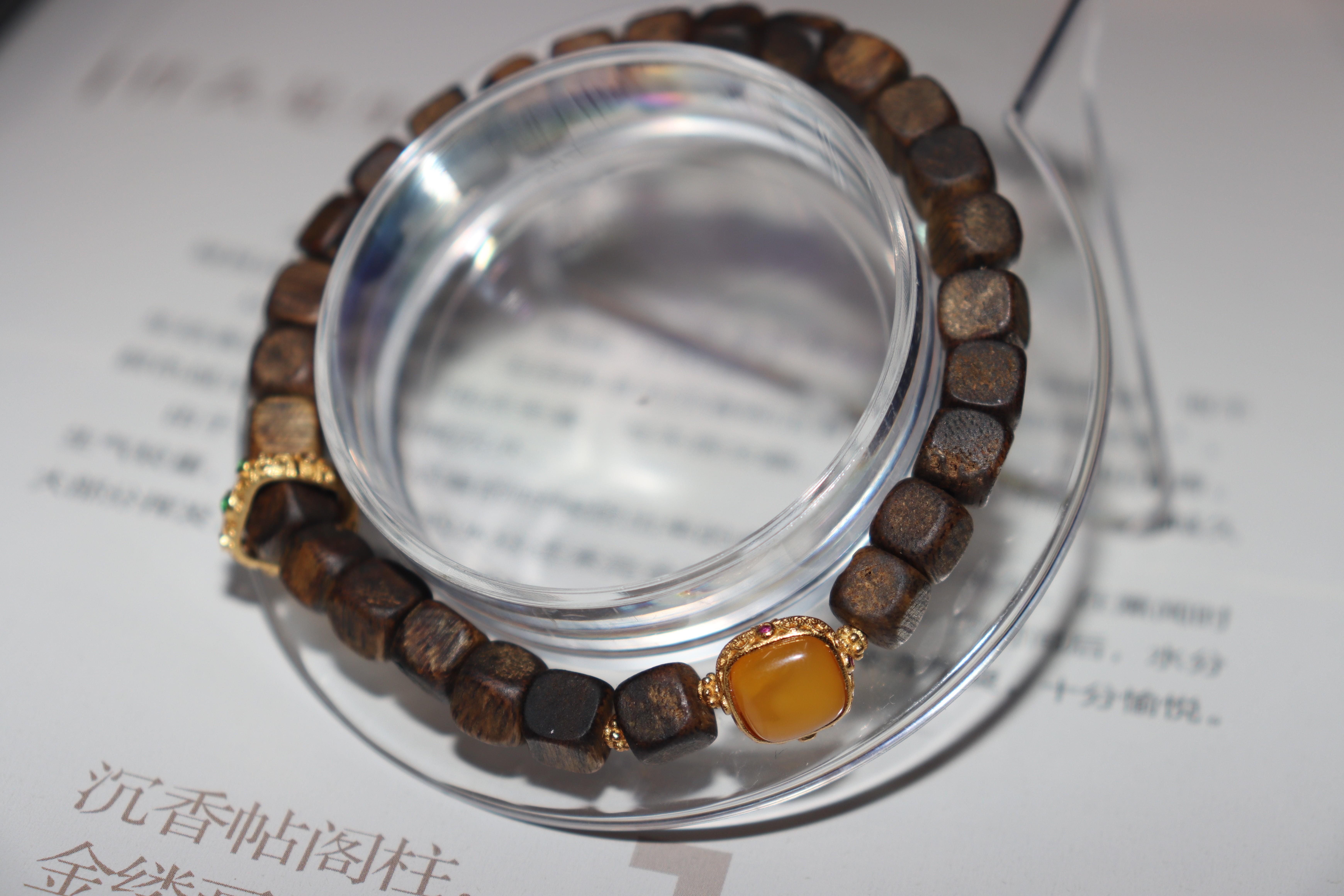 【芳菲】新店特惠 棋楠方珠沉香手串6mm搭配蜜蜡